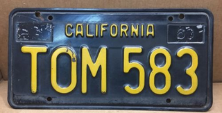 An actual 60's plate issued to... Tom? No, just a happy coincidence.